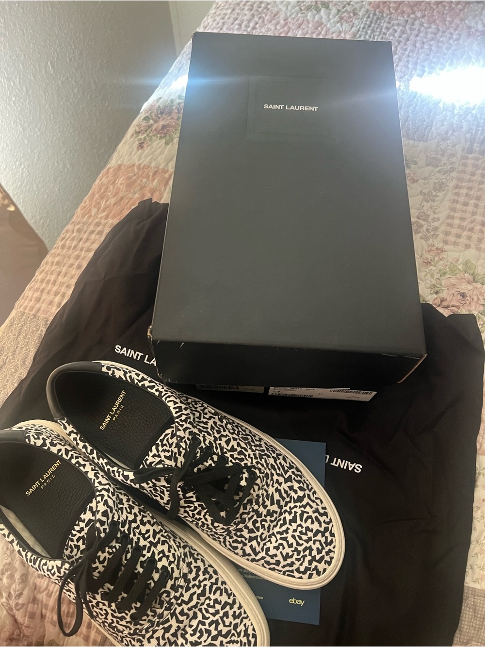 Saint Laurent Black & White Venice Low Sneakers